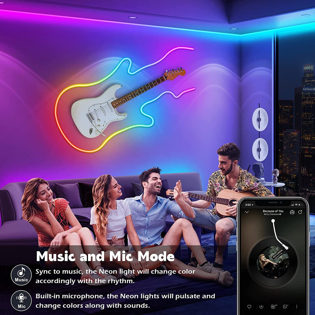 20Ft Neon Rope Lights,Flexible Led Rope Lights Control with App/Remote,Multiple Modes Rope Lights,Ip65 Outdoor RGB Led Neon Lights,Music Sync Gaming Led Neons Light Strip for Bedroom Decor