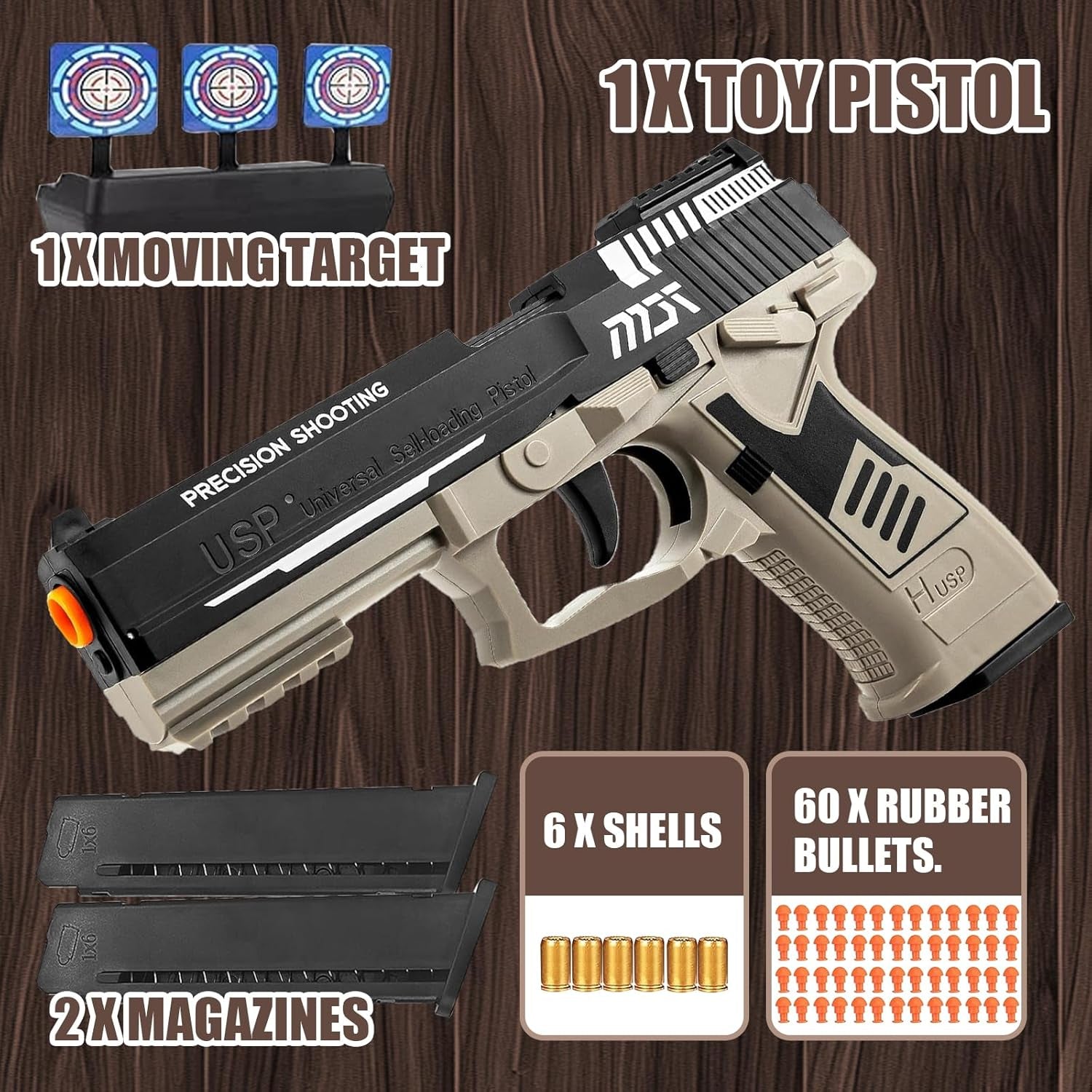 12-Shell Ejecting Fidget Toy Gun Blaster with 60 Safe Foam Bullets - Realistic Shooting Game & Educational Model for Kids, Ideal Gift for Boys and Girls