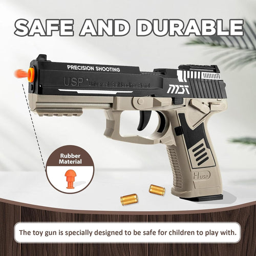 12-Shell Ejecting Fidget Toy Gun Blaster with 60 Safe Foam Bullets - Realistic Shooting Game & Educational Model for Kids, Ideal Gift for Boys and Girls