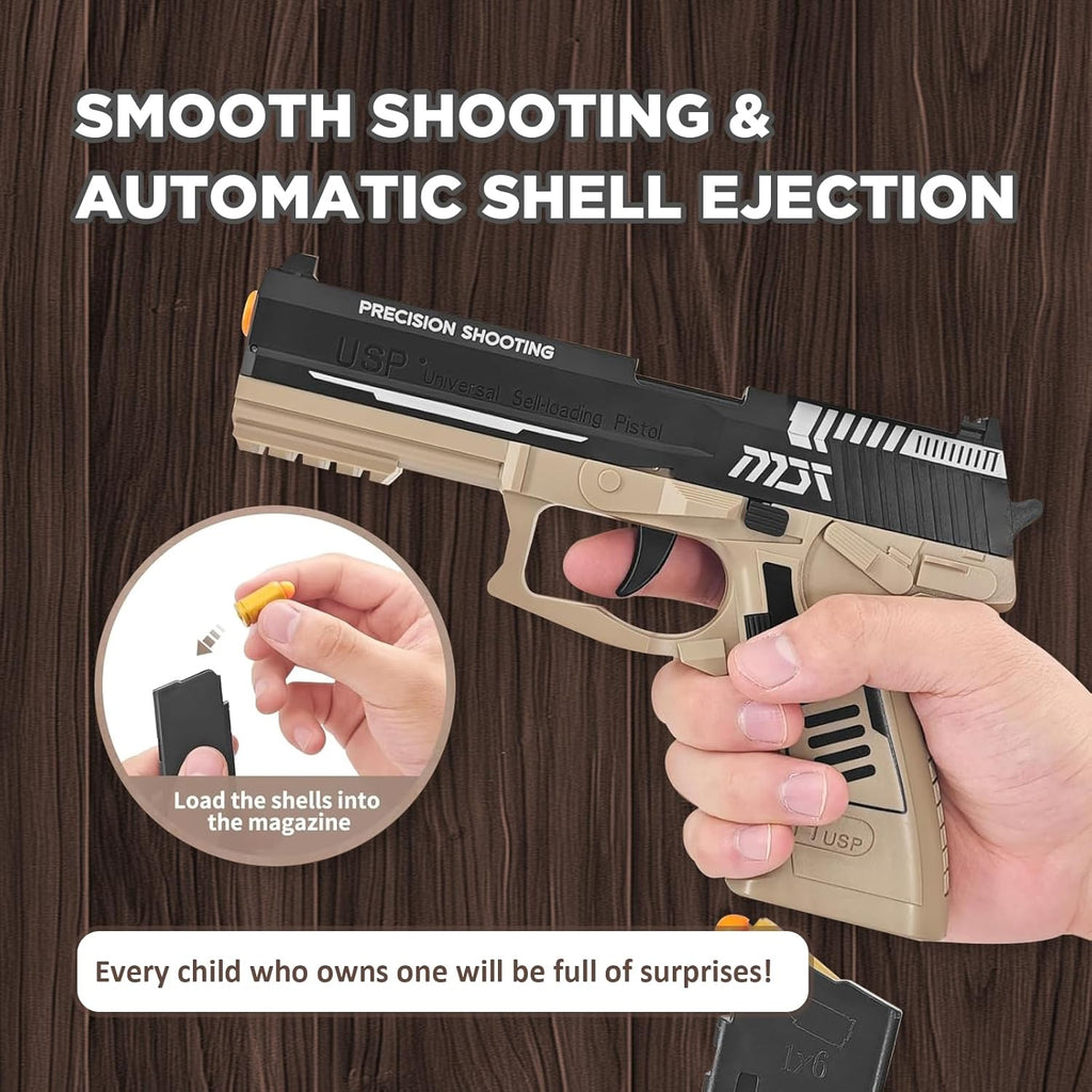 12-Shell Ejecting Fidget Toy Gun Blaster with 60 Safe Foam Bullets - Realistic Shooting Game & Educational Model for Kids, Ideal Gift for Boys and Girls